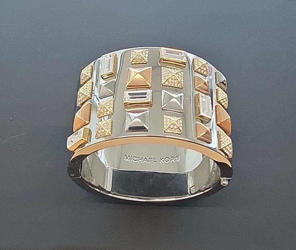 Michael Kors Mixed Metal Studded Hinge Cuff Bracelet